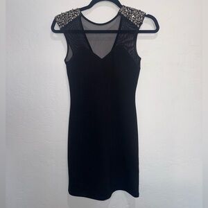Sparkle & Fade Black Mini Dress with Silver Embellishments